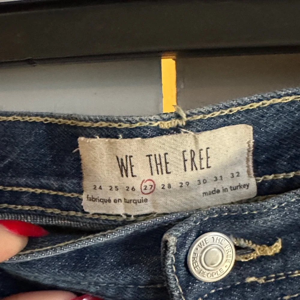 We The Free Distressed Straight Leg Jeans - Dark Blue - Picture 2 of 5